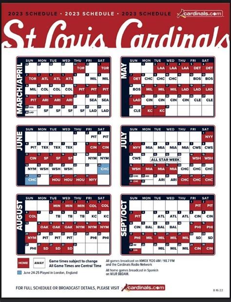 st louis cardinals schedule and standings